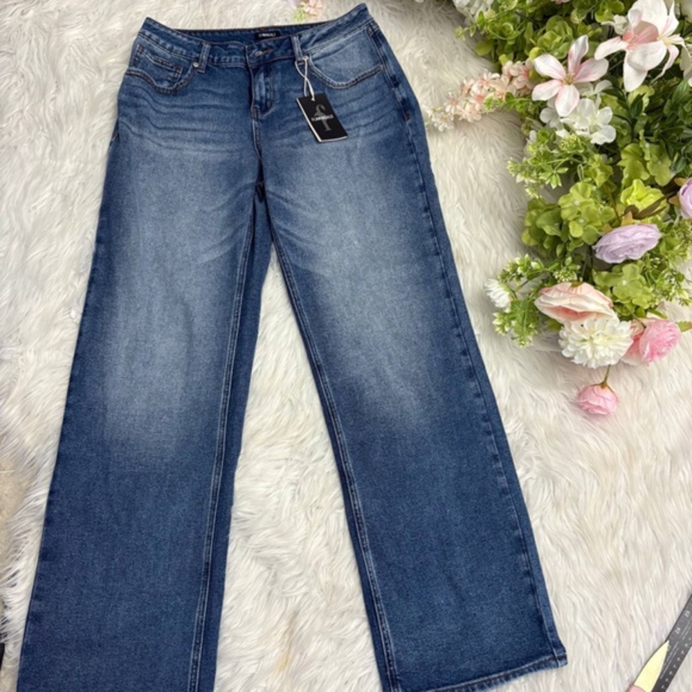 Flamingals women’s stretchy denim workout jeans size M FL4 (9)